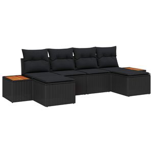 vidaXL Gartensofa-set mit Kissen 6 pcs Schwarz Poly Rattan