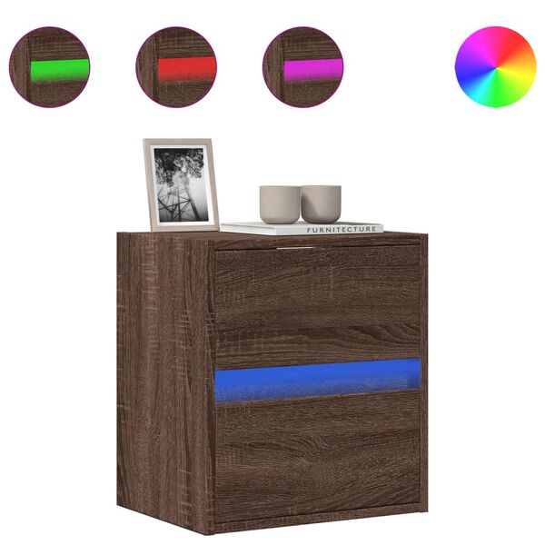 vidaXL TV-Wandschrank mit LED-Beleuchtung Eichen-Optik 41x31x45 cm