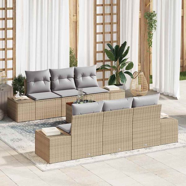 vidaXL Gartensofa-set 7 pcs Beige und Hellgrau Poly-Rattan