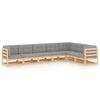 vidaXL 7-tlg. Garten-Lounge-Set mit Kissen Massivholz Kiefer