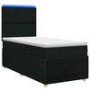 vidaXL LED Boxspringbett mit Matratze Schwarz 100 x 200 cm Stoff