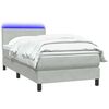 vidaXL Boxspringbett mit Matratze & LED Hellgrau 100x220 cm Samt