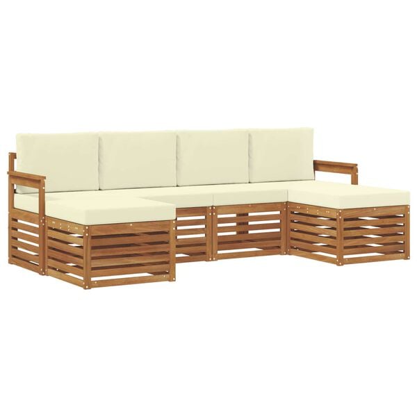 vidaXL Sofagarnituren 6 pcs Natur und Creme Massivholz Akazie