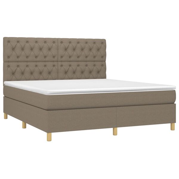 vidaXL Boxspringbett mit Matratze & LED Taupe 160x200 cm Stoff