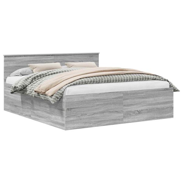 vidaXL Bettrahmen Graues Sonoma 200 x 200 cm Holzwerkstoff