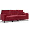 vidaXL 3-Sitzer-Sofa mit Kissen Weinrot 180 cm Samt