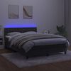 vidaXL Boxspringbett mit Matratze & LED Dunkelgrau 140x190 cm Samt