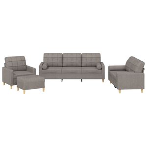 vidaXL 4-tlg. Sofagarnitur mit Kissen Taupe Stoff