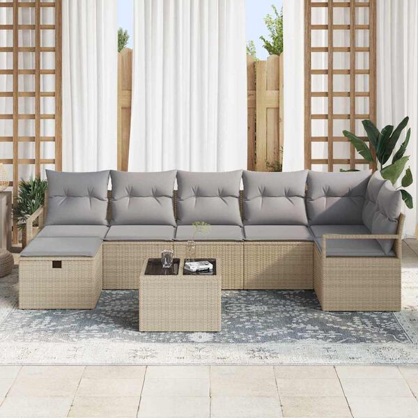 vidaXL Sofa Set mit Kissen 5 pcs Poly-Rattan