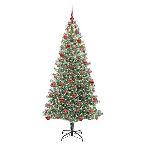 vidaXL K&uuml;nstlicher Weihnachtsbaum beschneit mit LED Licht 180 cm