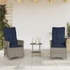 vidaXL 3-teiliges Bistro-Set mit Kissen Grau Poly Rattan