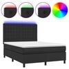 vidaXL Boxspringbett mit Matratze & LED Schwarz 140x190 cm Kunstleder