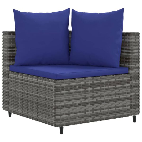 vidaXL 4-tlg. Garten-Sofagarnitur mit Kissen Grau Poly Rattan