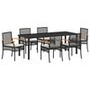 vidaXL Garten Essgruppe 7 pcs Schwarz Poly-Rattan