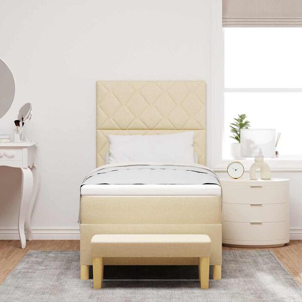 vidaXL Boxspringbett mit Matratze Creme 100 x 200 cm Stoff