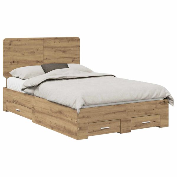 vidaXL Bettrahmen Artisan-Eiche 120 x 190 cm Holzwerkstoff