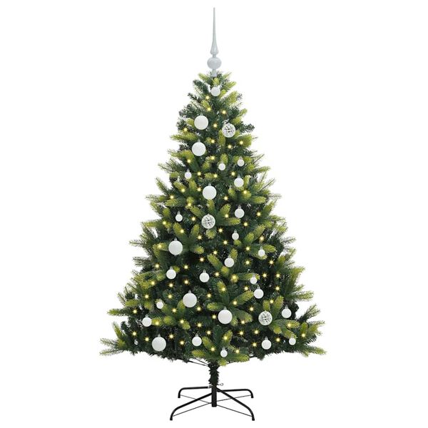 vidaXL K&uuml;nstlicher geflammter Weihnachtsbaum 150 LEDs Gr&uuml;n 120 cm