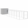 vidaXL Hundeh&uuml;tte mit Auslauf Hellgrau 214x1069x181cm Verzinkter Stahl