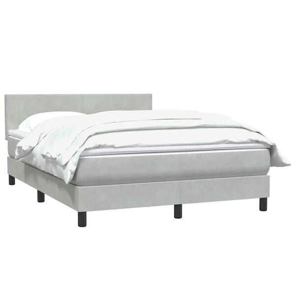 vidaXL Boxspringbett mit Matratze Hellgrau 160x220 cm Samt