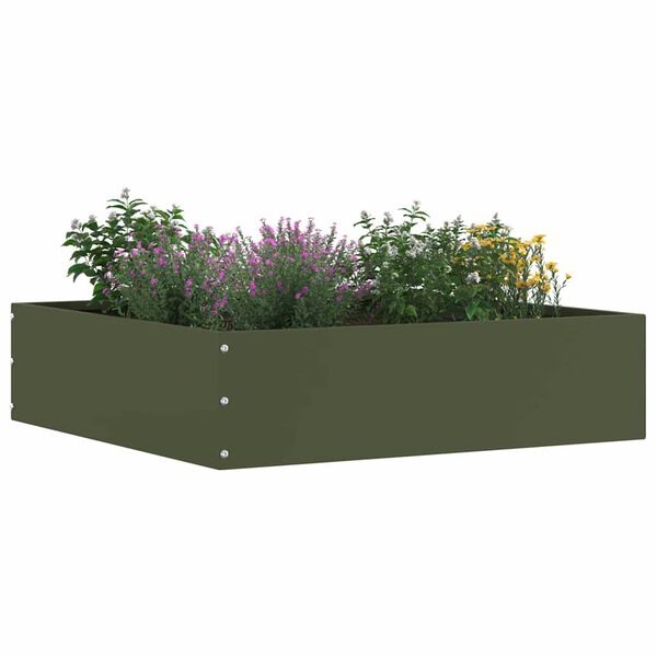 vidaXL Raseneinfassung Olive Gr&uuml;n 50 x 50 x 13 cm Stahl
