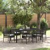 vidaXL Garten Essgruppe 7 pcs Schwarz Poly-Rattan