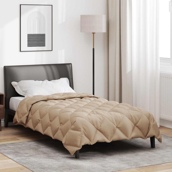 vidaXL Winterbettdecke Taupe 220 x 140 cm Mikrofaser