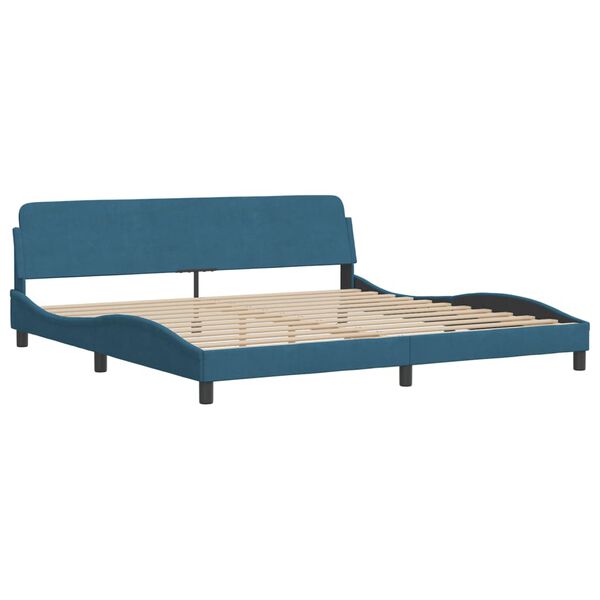 vidaXL Bett mit Matratze "Dover" Blau 200x200 cm Samt