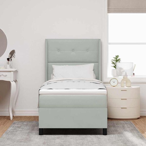 vidaXL Boxspringbett mit Matratze Hellgrau 80 x 200 cm Samt