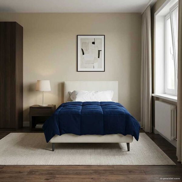 vidaXL Sommerdecke Gepolstert Dunkelblau 140 x 220 cm Mikrofaser