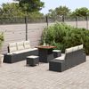 vidaXL Garten-Sofa-Set mit Kissen 9 pcs Schwarz Poly Rattan