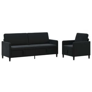 vidaXL Sofa Set mit Stauraum 2 stk. Schwarz Polyester