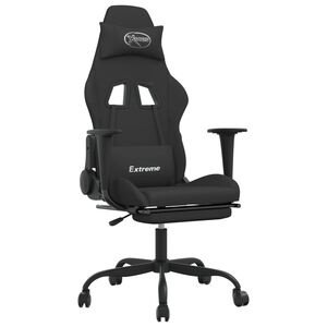 vidaXL Gaming-Stuhl mit Massage & Fu&szlig;st&uuml;tze Schwarz Stoff
