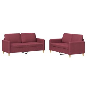 vidaXL 2-tlg. Sofagarnitur mit Kissen Weinrot Stoff