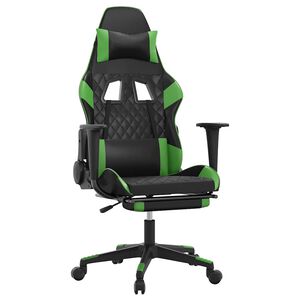 vidaXL Gaming-Stuhl mit Fu&szlig;st&uuml;tze Schwarz und Gr&uuml;n Kunstleder