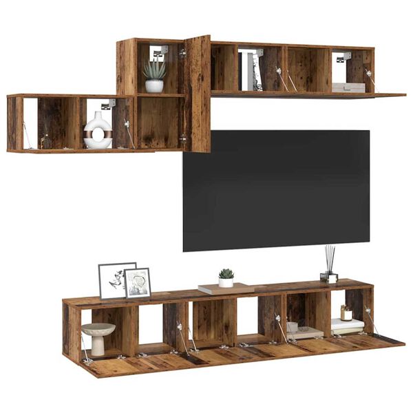 vidaXL TV-Schrankset mit Schubladen 7 pcs Altholz Holzwerkstoff