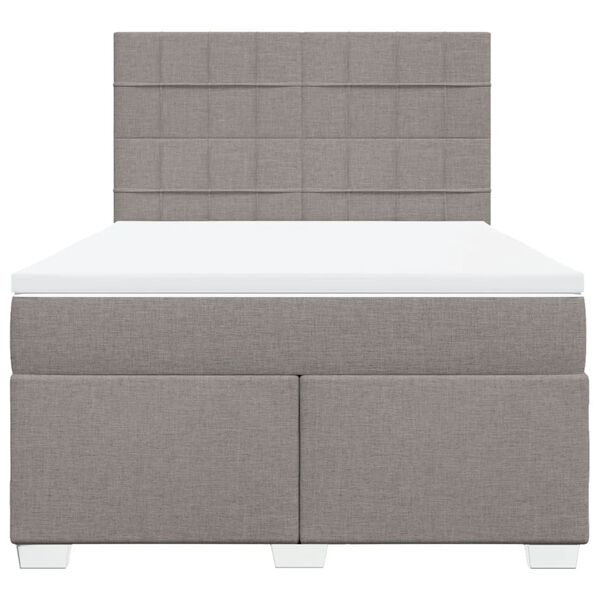 vidaXL Boxspringbett mit Matratze Taupe 160x200 cm Stoff