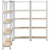 vidaXL Lagerregale mit 5 B&ouml;den 4 Stk. Silbern Stahl & Holzwerkstoff