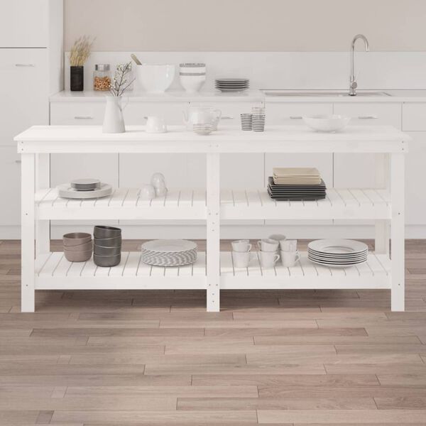 vidaXL Werkbank Wei&szlig; 181x50x80 cm Massivholz Kiefer