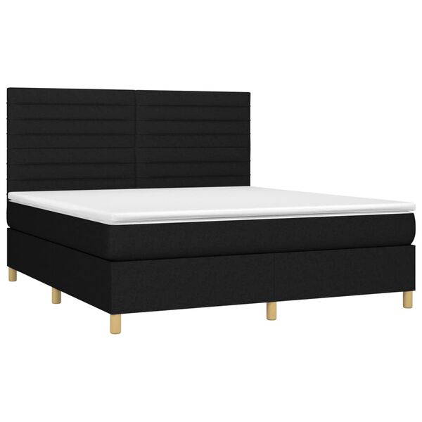 vidaXL Boxspringbett mit Matratze & LED Schwarz 180x200 cm Stoff