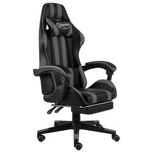 vidaXL Gaming-Stuhl mit Fu&szlig;st&uuml;tze Schwarz und Grau Kunstleder