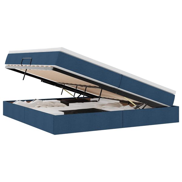 vidaXL Aufbewahrungsbett mit Matratze Blau 200 x 200 cm Polyester