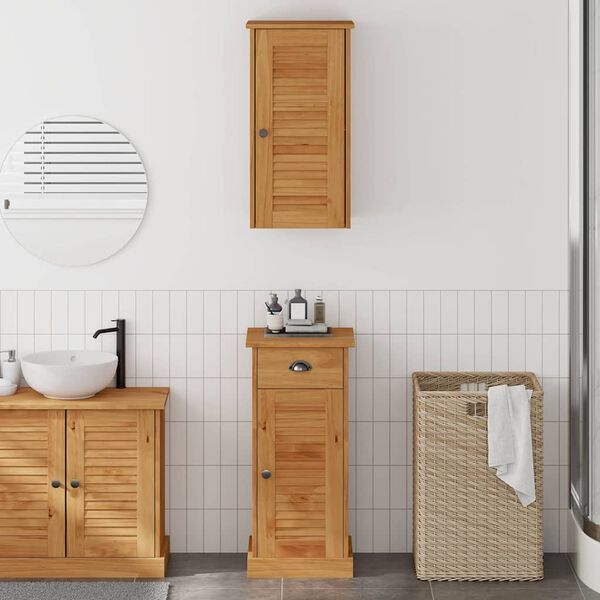 vidaXL Badezimmerm&ouml;bel Set mit Regal VIGO 2 pcs Braun und Honigbraun