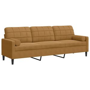 vidaXL Sofa 3-Sitzer mit Zierkissen Braun 210 cm Samt