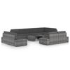 vidaXL 10-tlg. Garten-Lounge-Set mit Kissen Grau Poly Rattan