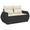 vidaXL 3-tlg. Garten-Sofagarnitur mit Kissen Schwarz Poly Rattan