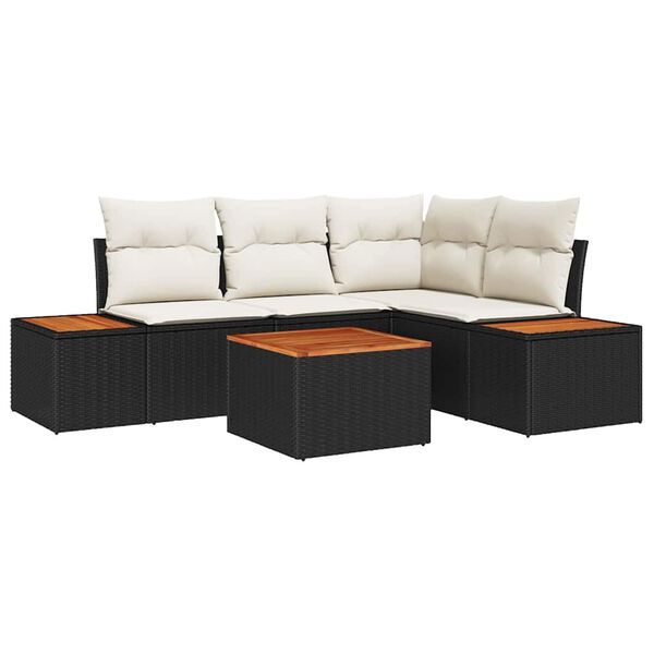 vidaXL Gartensofa-set mit Kissen 4 pcs Schwarz und Creme Polyrattan