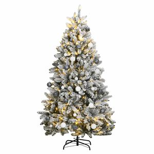 vidaXL K&uuml;nstlicher Weihnachtsbaum Klappbar 300 LEDs & Kugeln 180 cm