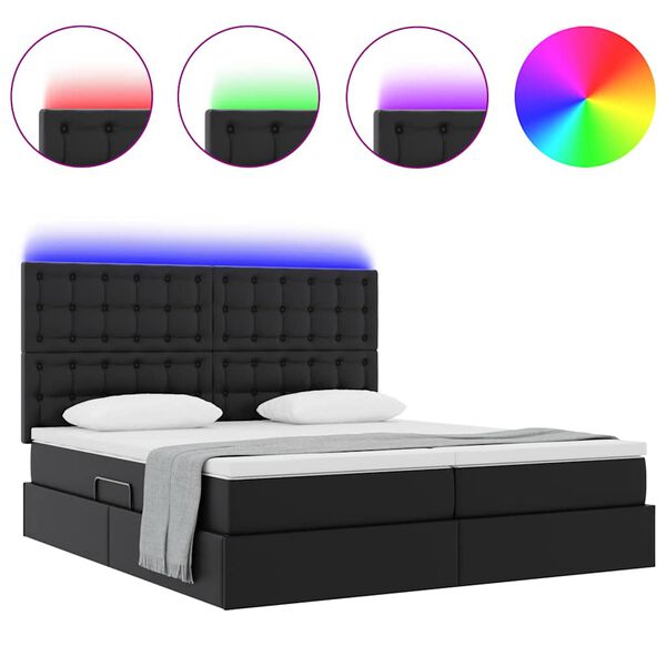 vidaXL Bett mit Stauraum und LED Schwarz 200 x 200 cm Kunstleder