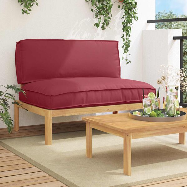 vidaXL Sofa Set mit Kissen Weinrot 120 x 80 x 69 cm Massivholz Akazie