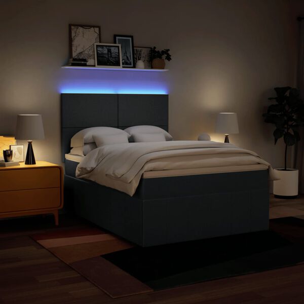 vidaXL Boxspringbett mit Matratze Blau 140x200 cm Stoff